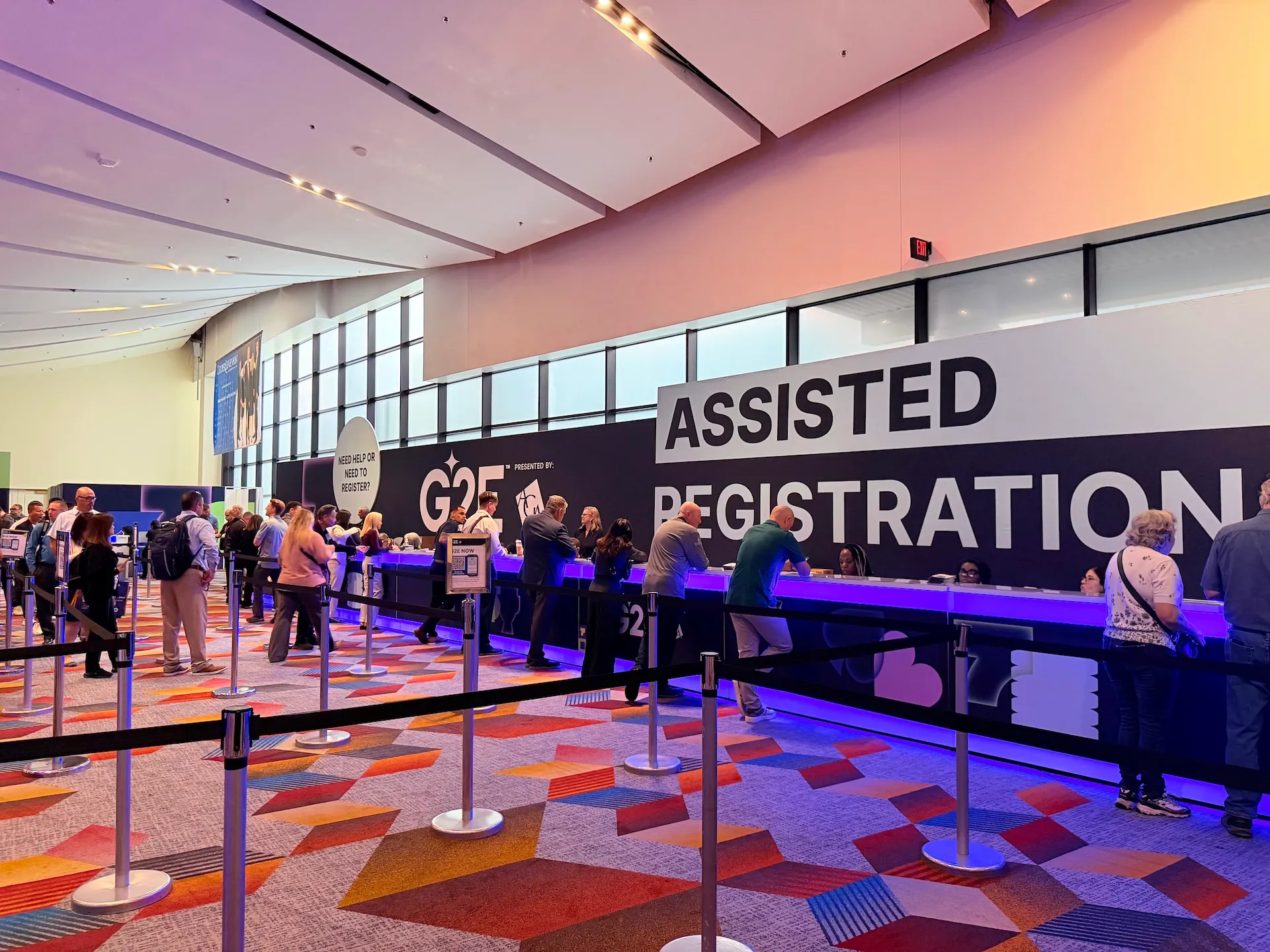 Assisted Registration and Badge Pickup area at the Global Gaming Expo G2E Venetian Expo